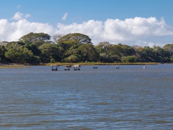 Kysten i Moyogalpa på Ometepe set fra vandet på Nicaraguasøen